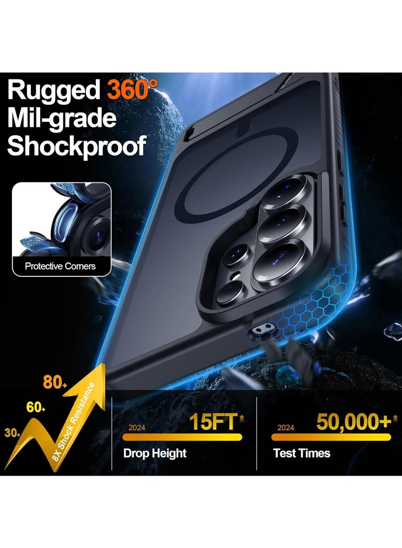 لـ Samsung S26 Ultra MagSafe Case ، مع حامي الشاشة ، غطاء مغناطيسي مع موقف غير مرئي ، قشرة هاتف حماية مقاومة للصدمات ، Matte Kickstand Slim Thin Back Cases لـ Galaxy S26 Ultra 5G (أسود) - view 4